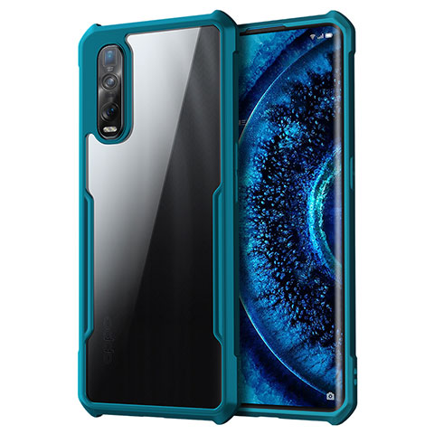 Oppo Find X2 Pro用ハイブリットバンパーケース クリア透明 プラスチック 鏡面 カバー M01 Oppo ネイビー