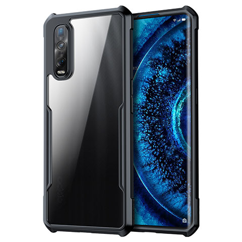 Oppo Find X2 Pro用ハイブリットバンパーケース クリア透明 プラスチック 鏡面 カバー M01 Oppo ブラック