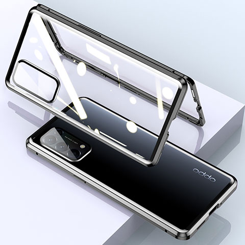 Oppo Find X3 Lite 5G用ケース 高級感 手触り良い アルミメタル 製の金属製 360度 フルカバーバンパー 鏡面 カバー M01 Oppo ブラック