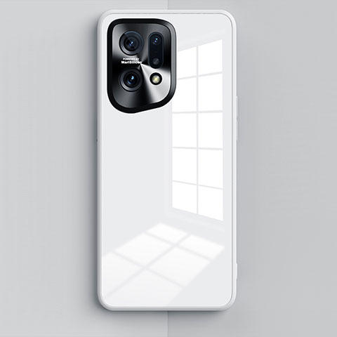 Oppo Find X5 Pro 5G用ハイブリットバンパーケース プラスチック 鏡面 カバー Oppo ホワイト