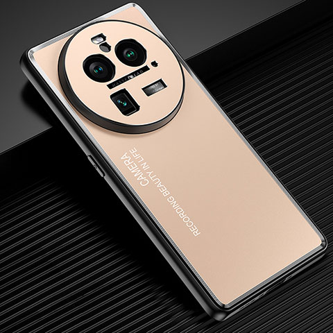 Oppo Find X6 5G用ケース 高級感 手触り良い アルミメタル 製の金属製 兼シリコン カバー JL2 Oppo ゴールド