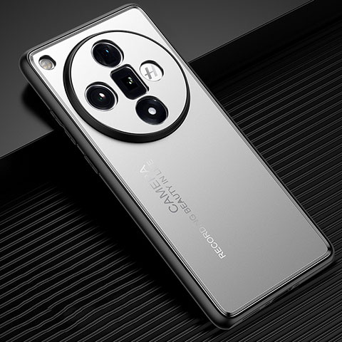 Oppo Find X7 5G用ケース 高級感 手触り良い アルミメタル 製の金属製 兼シリコン カバー JL2 Oppo シルバー
