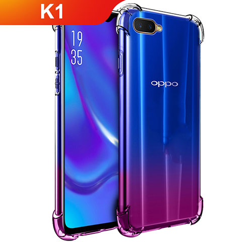 Oppo K1用極薄ソフトケース シリコンケース 耐衝撃 全面保護 クリア透明 T02 Oppo クリア