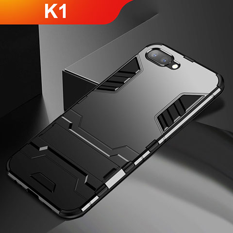 Oppo K1用ハイブリットバンパーケース スタンド プラスチック 兼シリコーン カバー A01 Oppo ブラック