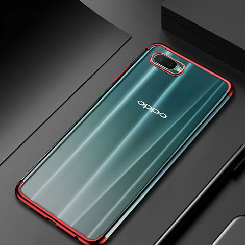 Oppo R15X用極薄ソフトケース シリコンケース 耐衝撃 全面保護 クリア透明 S01 Oppo レッド