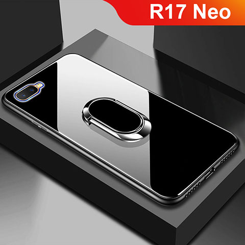 Oppo R17 Neo用ハイブリットバンパーケース プラスチック 鏡面 カバー M01 Oppo ブラック