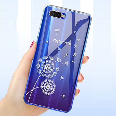 Oppo R17 Neo用極薄ソフトケース シリコンケース 耐衝撃 全面保護 クリア透明 花 Oppo クリア