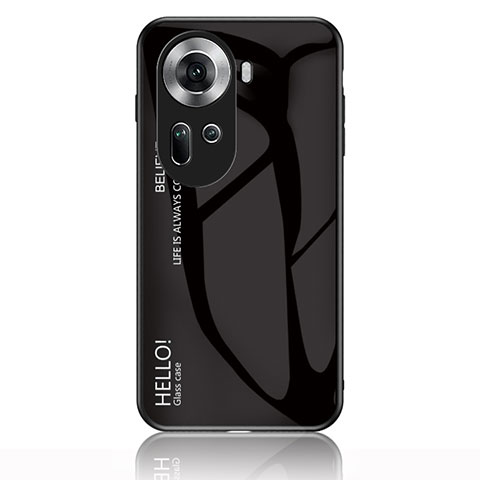 Oppo Reno11 5G用ハイブリットバンパーケース プラスチック 鏡面 虹 グラデーション 勾配色 カバー LS1 Oppo ブラック