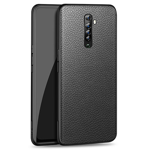 Oppo Reno2用シリコンケース ソフトタッチラバー レザー柄 カバー S01 Oppo ブラック