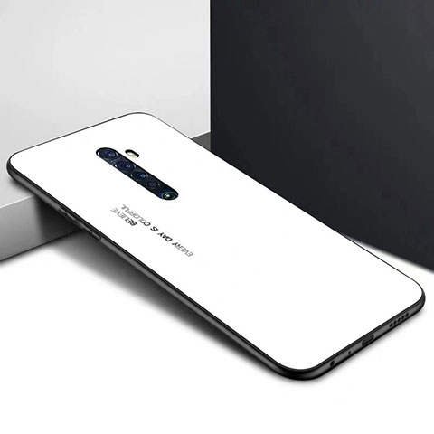 Oppo Reno2用ハイブリットバンパーケース プラスチック パターン 鏡面 カバー Oppo ホワイト