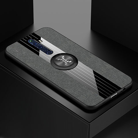 Oppo Reno2 Z用極薄ソフトケース シリコンケース 耐衝撃 全面保護 アンド指輪 マグネット式 バンパー A01 Oppo ブラック