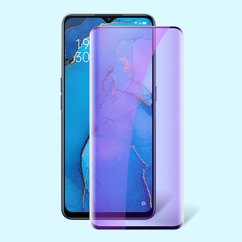 Oppo Reno3用強化ガラス フル液晶保護フィルム アンチグレア ブルーライト F02 Oppo ブラック