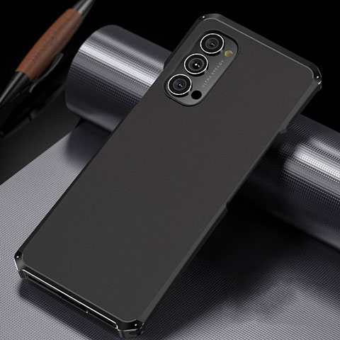 Oppo Reno4 Pro 5G用ケース 高級感 手触り良い アルミメタル 製の金属製 カバー T02 Oppo ブラック