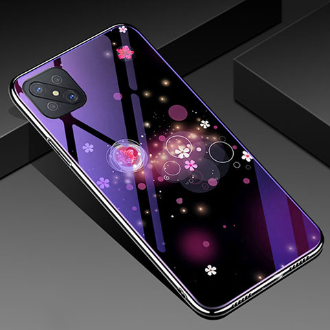 Oppo Reno4 Z 5G用ハイブリットバンパーケース プラスチック パターン 鏡面 カバー Oppo パープル