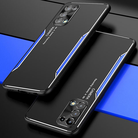 Oppo Reno5 5G用ケース 高級感 手触り良い アルミメタル 製の金属製 カバー M01 Oppo ネイビー