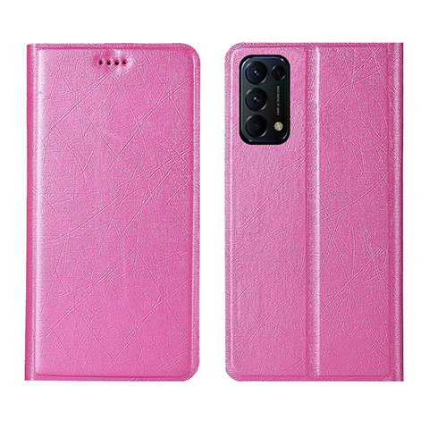 Oppo Reno5 5G用手帳型 レザーケース スタンド カバー L05 Oppo ピンク