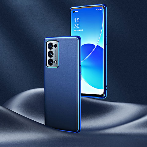 Oppo Reno6 Pro 5G用ケース 高級感 手触り良いレザー柄 GS4 Oppo ネイビー