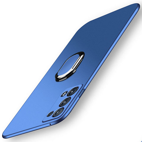 Oppo Reno6 Pro 5G用ハードケース プラスチック 質感もマット アンド指輪 マグネット式 Oppo ネイビー