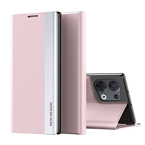 Oppo Reno8 5G用手帳型 レザーケース スタンド カバー L02 Oppo ピンク