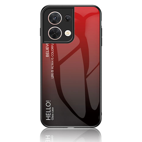 Oppo Reno8 5G用ハイブリットバンパーケース プラスチック 鏡面 虹 グラデーション 勾配色 カバー LS1 Oppo レッド