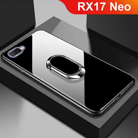 Oppo RX17 Neo用ハイブリットバンパーケース プラスチック 鏡面 カバー M01 Oppo ブラック