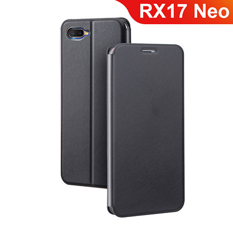 Oppo RX17 Neo用手帳型 レザーケース スタンド カバー Oppo ブラック