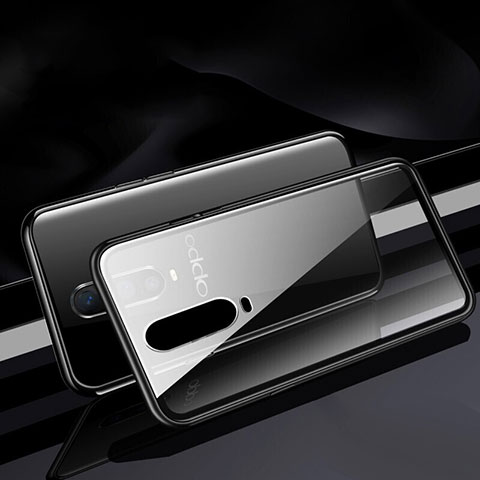 Oppo RX17 Pro用ケース 高級感 手触り良い アルミメタル 製の金属製 360度 フルカバーバンパー 鏡面 カバー T06 Oppo ブラック