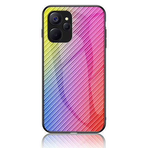 Realme 10 5G用ハイブリットバンパーケース プラスチック 鏡面 虹 グラデーション 勾配色 カバー LS2 Realme ピンク