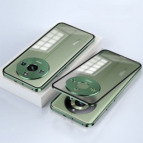 Realme 11 Pro 5G用ケース 高級感 手触り良い アルミメタル 製の金属製 360度 フルカバーバンパー 鏡面 カバー Realme グリーン