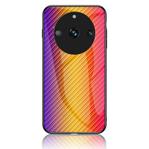 Realme 11 Pro+ Plus 5G用ハイブリットバンパーケース プラスチック 鏡面 虹 グラデーション 勾配色 カバー LS2 Realme オレンジ