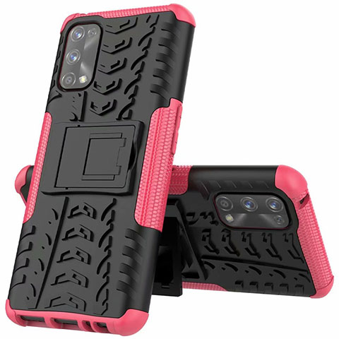 Realme 7 Pro用ハイブリットバンパーケース スタンド プラスチック 兼シリコーン カバー A01 Realme ピンク