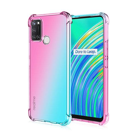 Realme 7i用極薄ソフトケース シリコンケース 耐衝撃 全面保護 クリア透明 H02 Realme シアン