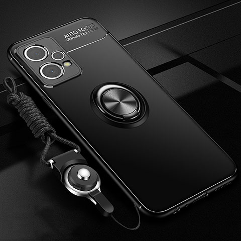 Realme 9 5G用極薄ソフトケース シリコンケース 耐衝撃 全面保護 アンド指輪 マグネット式 バンパー SD3 Realme ブラック