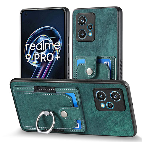 Realme 9 Pro+ Plus 5G用シリコンケース ソフトタッチラバー レザー柄 カバー SD1 Realme グリーン