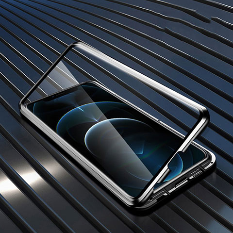 Realme 9 Pro+ Plus 5G用ケース 高級感 手触り良い アルミメタル 製の金属製 360度 フルカバーバンパー 鏡面 カバー Realme ブラック