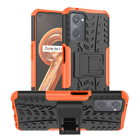 Realme 9i 4G用ハイブリットバンパーケース スタンド プラスチック 兼シリコーン カバー JX1 Realme オレンジ