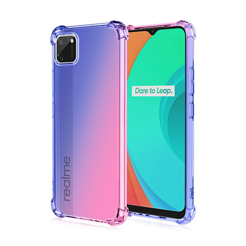 Realme C11用極薄ソフトケース グラデーション 勾配色 クリア透明 G01 Realme ネイビー