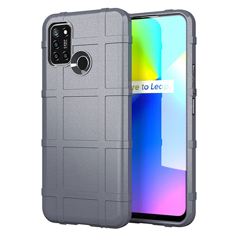 Realme C17用360度 フルカバー極薄ソフトケース シリコンケース 耐衝撃 全面保護 バンパー S01 Realme グレー