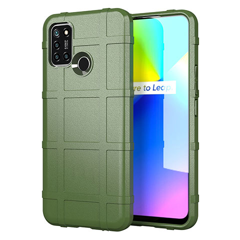 Realme C17用360度 フルカバー極薄ソフトケース シリコンケース 耐衝撃 全面保護 バンパー S01 Realme オリーブグリーン