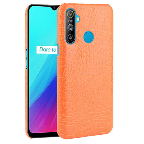 Realme C3用ケース 高級感 手触り良いレザー柄 Realme オレンジ