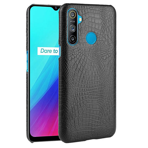 Realme C3用ケース 高級感 手触り良いレザー柄 Realme ブラック