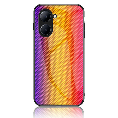 Realme C33 (2023)用ハイブリットバンパーケース プラスチック 鏡面 虹 グラデーション 勾配色 カバー LS2 Realme オレンジ