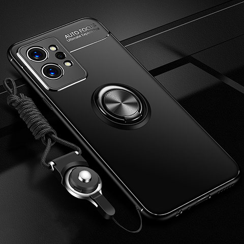 Realme GT2 Pro 5G用極薄ソフトケース シリコンケース 耐衝撃 全面保護 アンド指輪 マグネット式 バンパー SD3 Realme ブラック
