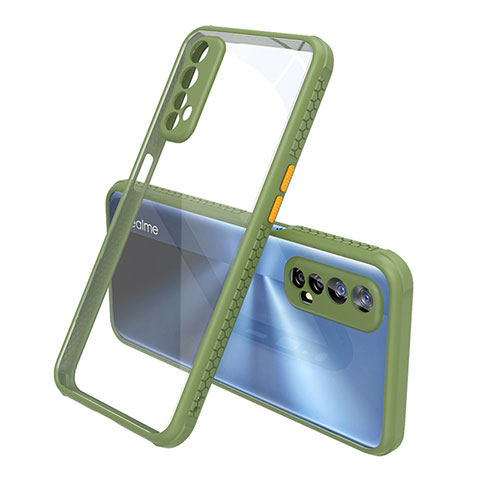 Realme Narzo 20 Pro用ハイブリットバンパーケース クリア透明 プラスチック 鏡面 カバー Realme グリーン