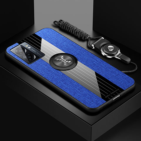 Realme Narzo 50 5G用極薄ソフトケース シリコンケース 耐衝撃 全面保護 アンド指輪 マグネット式 バンパー X03L Realme ネイビー