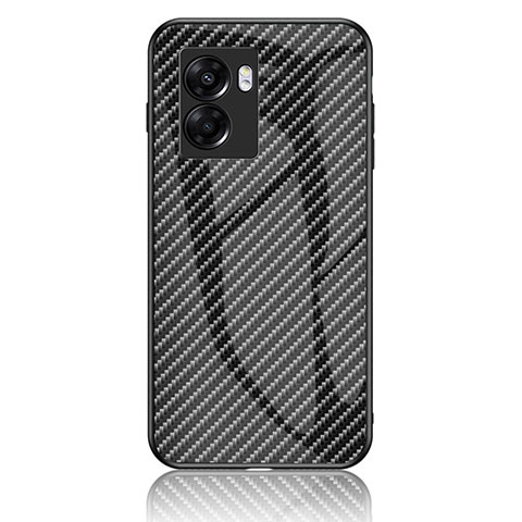 Realme Narzo 50 5G用ハイブリットバンパーケース プラスチック 鏡面 虹 グラデーション 勾配色 カバー LS2 Realme ブラック