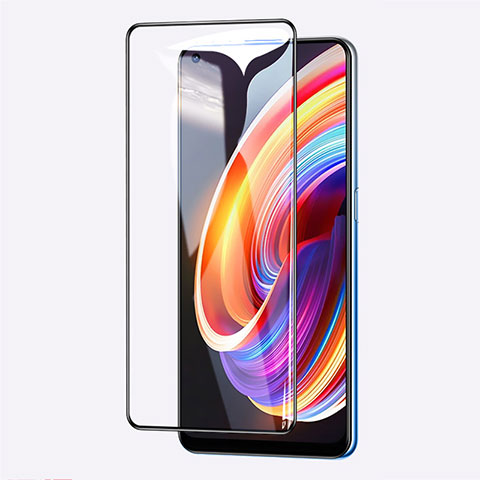 Realme Q2 Pro 5G用強化ガラス フル液晶保護フィルム Realme ブラック