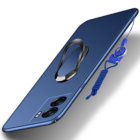 Realme V23 5G用ハードケース プラスチック 質感もマット アンド指輪 マグネット式 Realme ネイビー