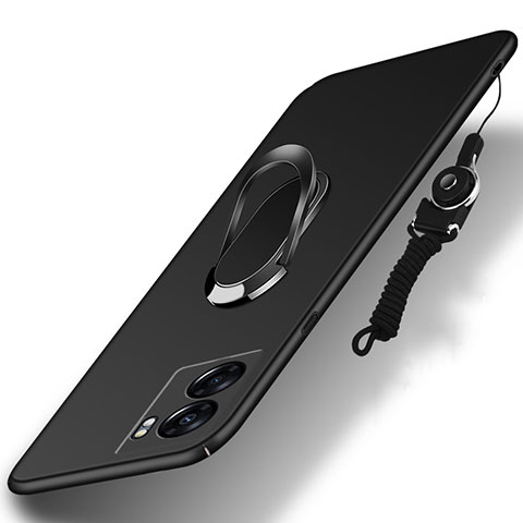Realme V23 5G用ハードケース プラスチック 質感もマット アンド指輪 マグネット式 Realme ブラック