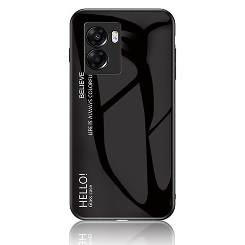 Realme V23 5G用ハイブリットバンパーケース プラスチック 鏡面 虹 グラデーション 勾配色 カバー LS1 Realme ブラック
